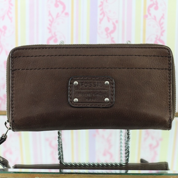 Fossil Brown Leather Wallet Vintage - Picture 11 of 13